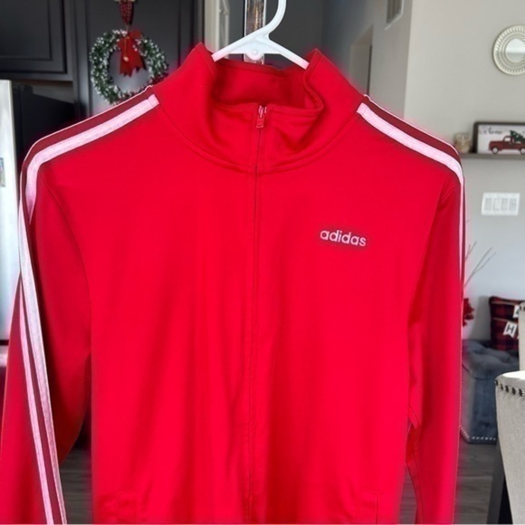 💋Adidas red white track zip jacket 🧥 18/20 juniors girls - Picture 3 of 7